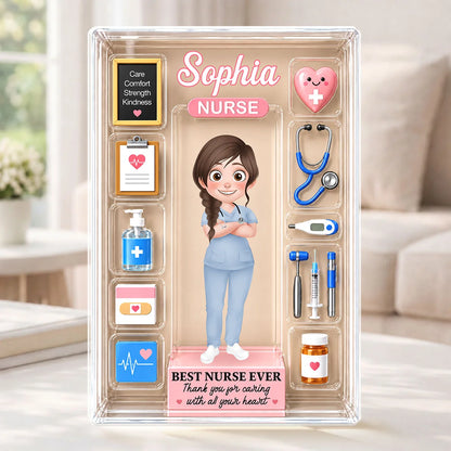 Thank You For Caring With All Your Heart - Personalized Nurse Acrylic Plaque Keepsake Gift