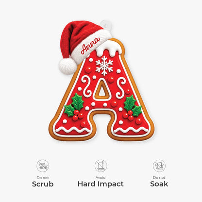 Gingerbread Letter Personalized Acrylic Ornament for Family - Custom Christmas Gift