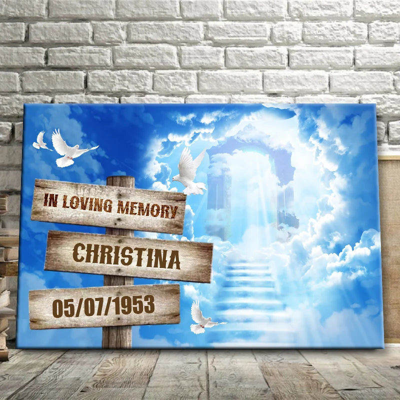 In Loving Memory Personalized Memorial Canvas / Poster - Custom Name & Date Heavenly Wall Art for Family