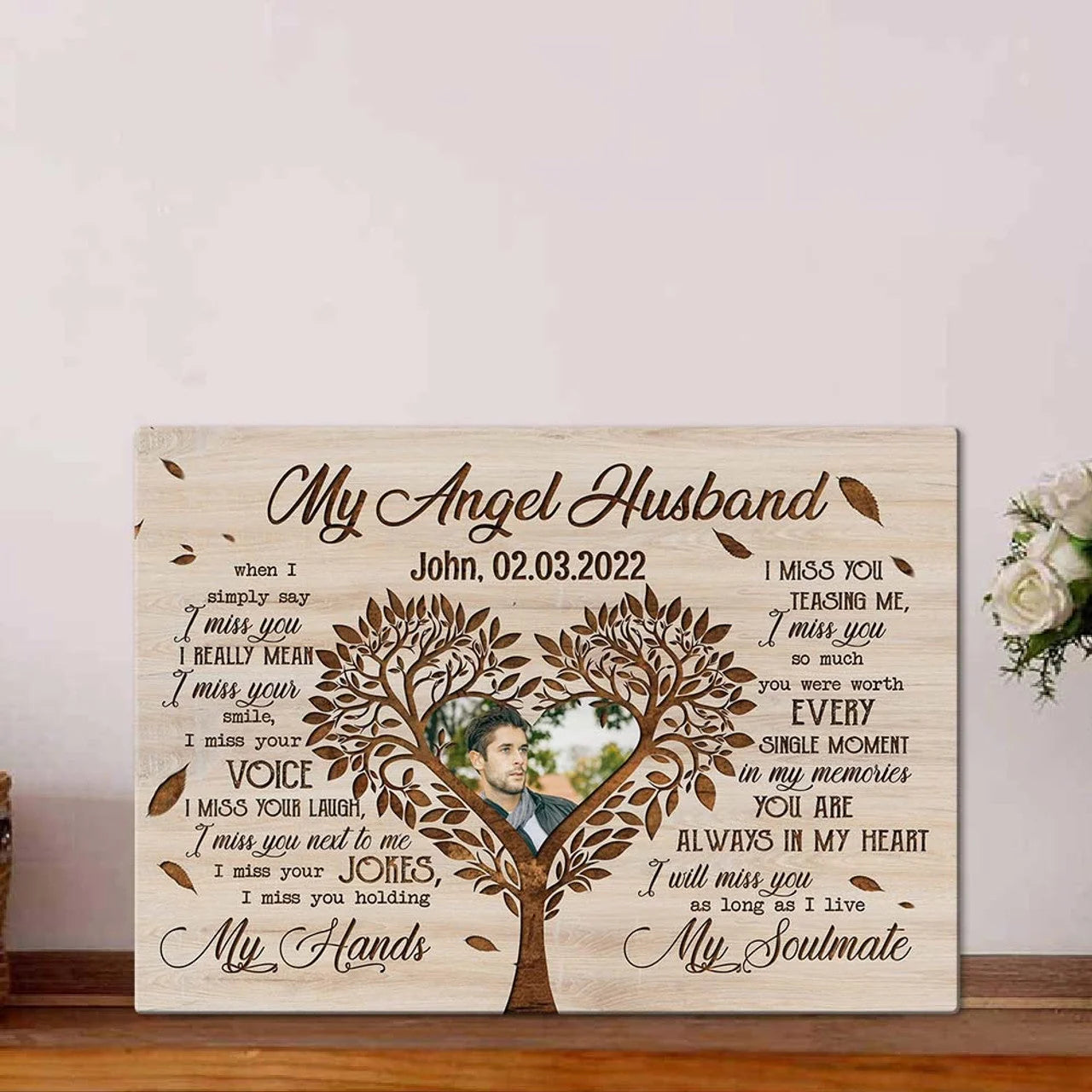 My Angel Husband Personalized Memorial Canvas / Poster - Custom Remembrance Wall Art for Wife