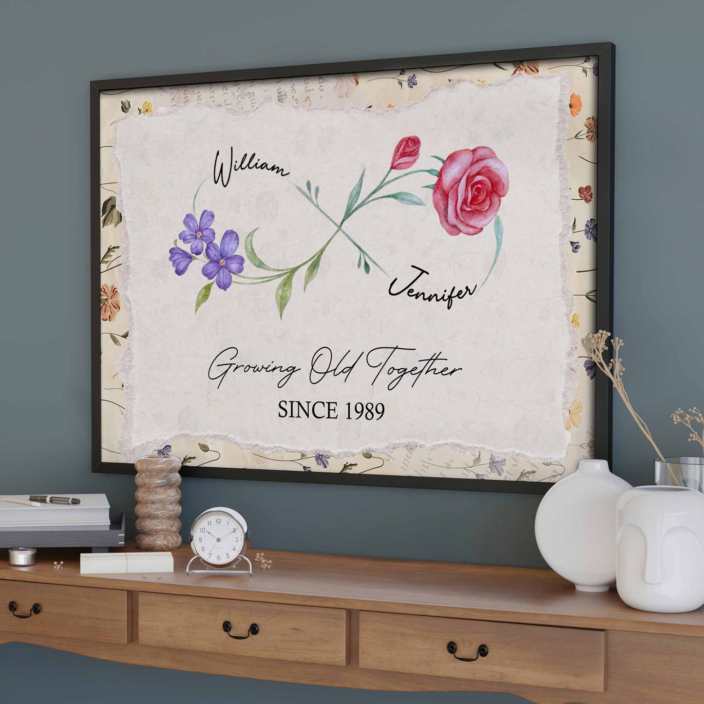 "Growing Old Together" Personalized Couple Canvas / Poster - Custom Anniversary Wall Art Gift