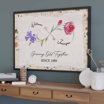 "Growing Old Together" Personalized Couple Canvas / Poster - Custom Anniversary Wall Art Gift