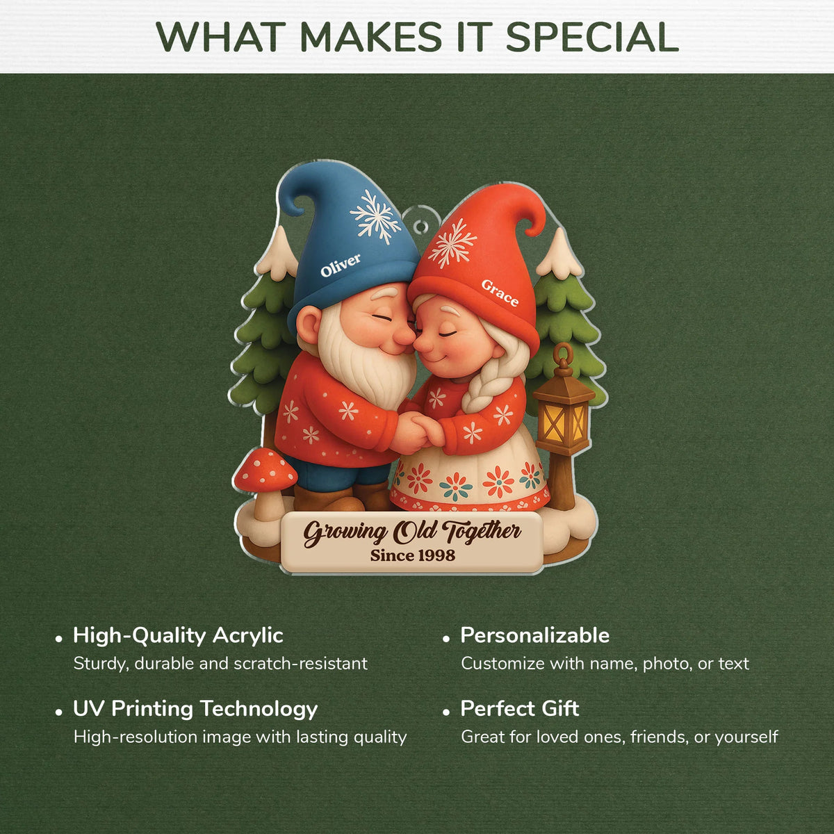 Growing Old Together Personalized Acrylic Ornament - Couples Christmas Keepsake