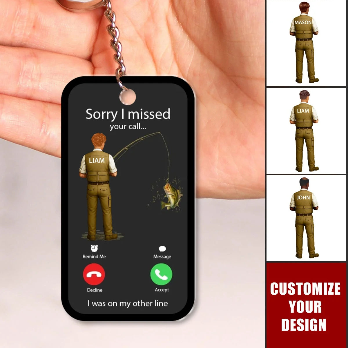 Sorry I Missed Your Call Personalized Keychain - Funny Gift for Fishermen