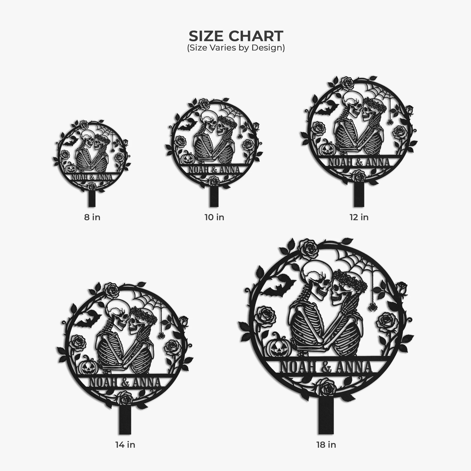 Personalized Skeleton Couple Metal Garden Stake - Custom Gothic Halloween Yard Sign & Romantic Anniversary Keepsake Gift