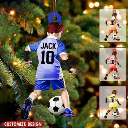 Acrylic Ornament material and size view - Personalized Soccer Christmas Ornament