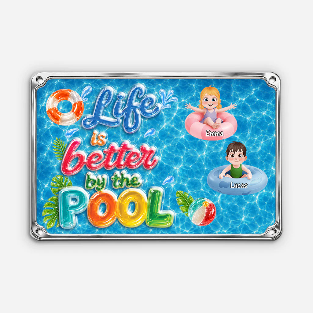 Custom Pool Sign With Kids Names personalization view for Mom