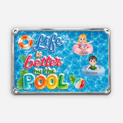 Custom Pool Sign With Kids Names personalization view for Mom