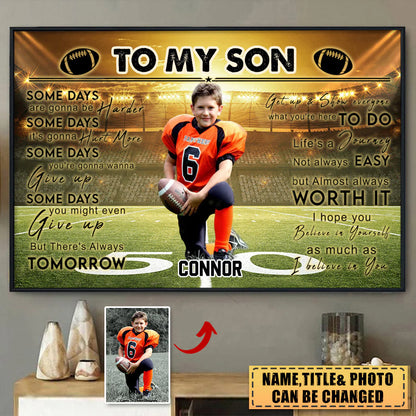 Personalized Football Canvas personalization view for Son/Grandson