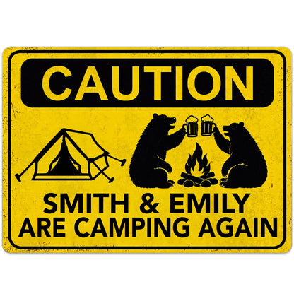 Custom Camping Metal Sign for Couples with personalized design details for meaningful gifting image 9
