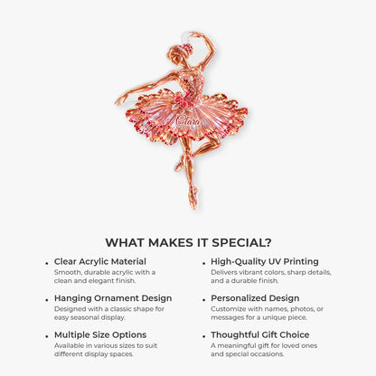 Personalized Ballerina Acrylic Ornament - Christmas and Birthday Gift for Her