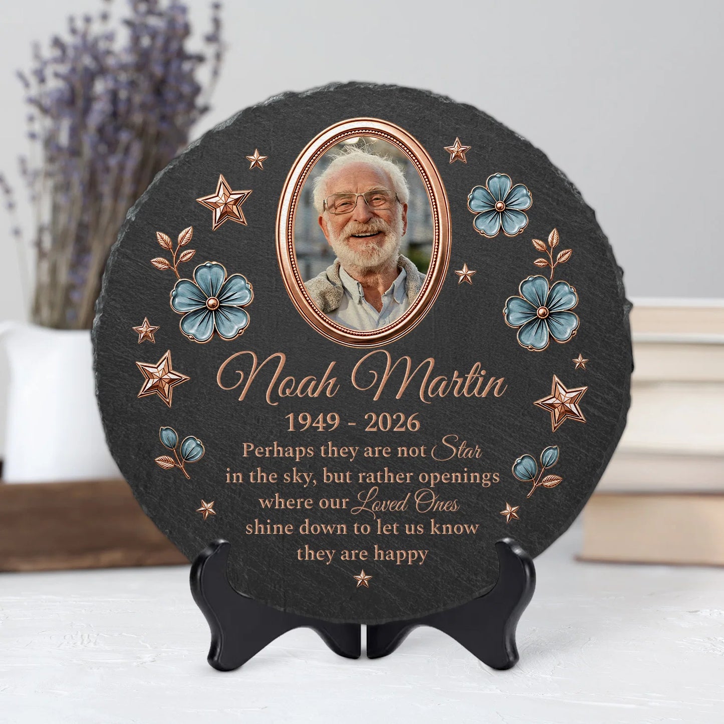"Perhaps They Are Not Stars" Personalized Photo Memorial Stone - Custom Garden Keepsake Memorial Gift