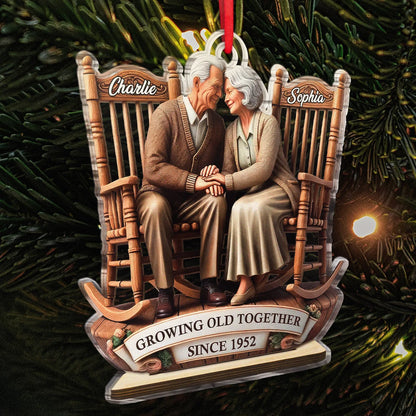 Growing Old Together Personalized Acrylic Ornament - Christmas Keepsake for Grandparents