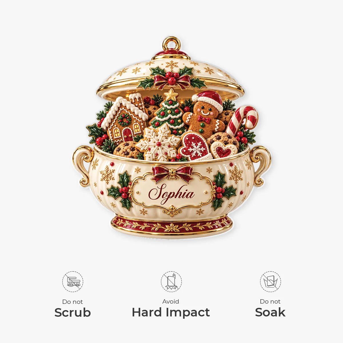 Festive Gingerbread Soup Tureen Personalized Acrylic Ornament - Christmas Gifts for Him or Her