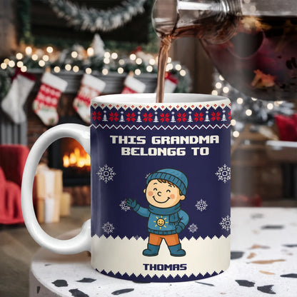 This Grandma Belongs To Personalized Mug - Custom Grandkids Christmas Coffee Cup