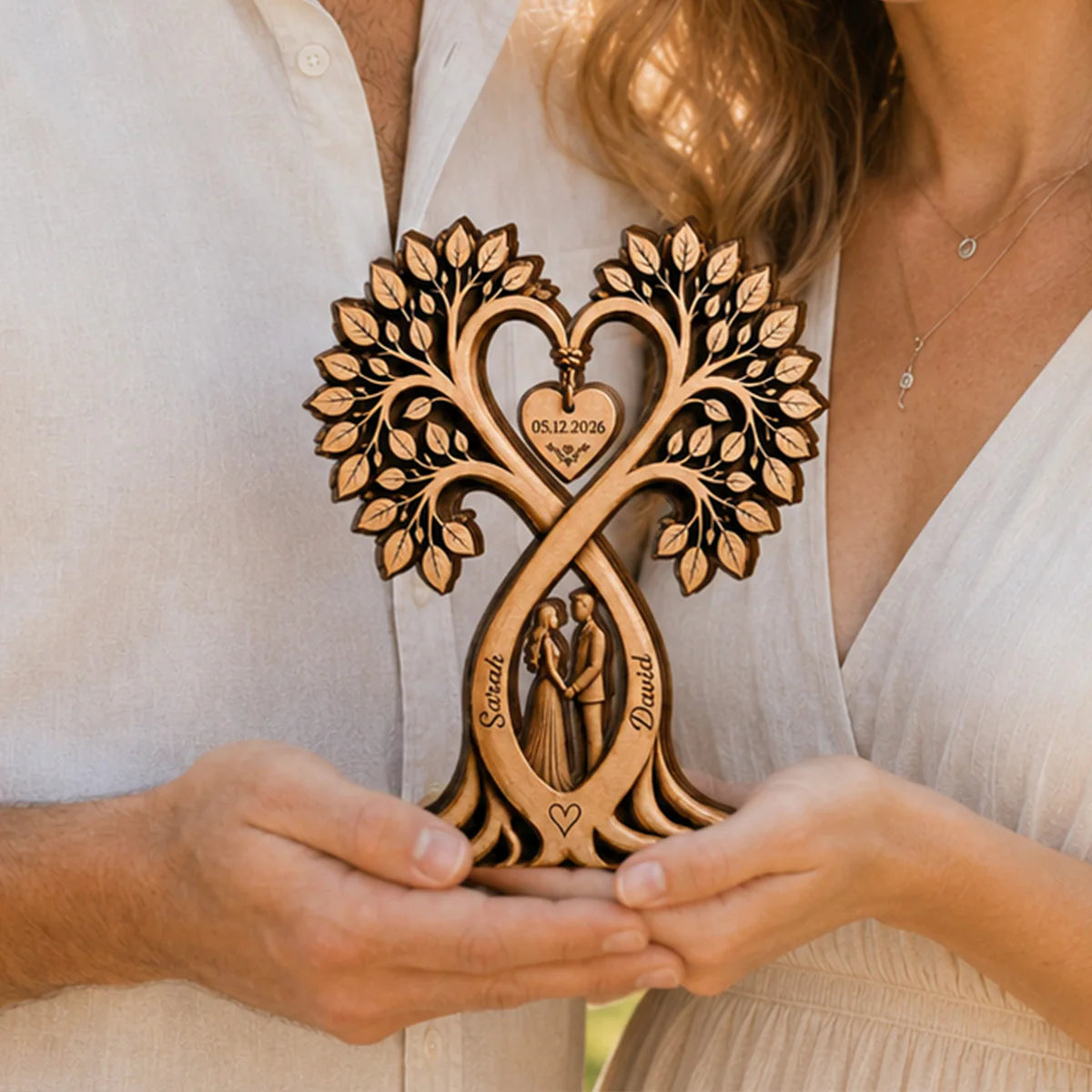 Plaque material and size view - Custom Couples Anniversary Wooden Plaque