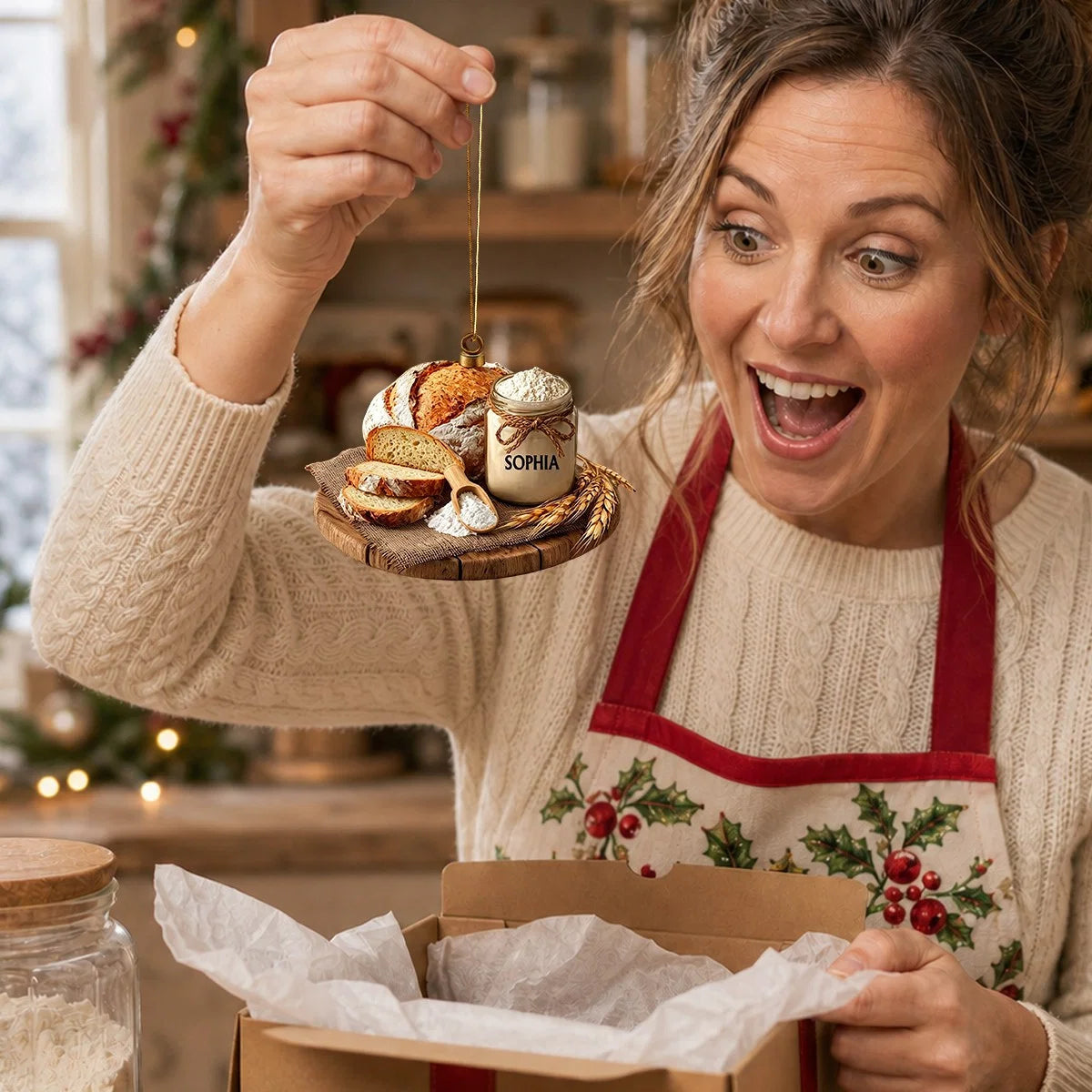 Personalized Sourdough Starter Acrylic Ornament - Custom Bread Baker Christmas Keepsake Gift