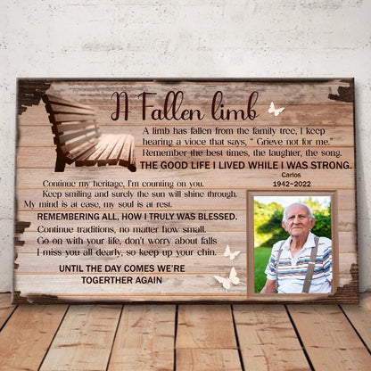 A Fallen Limb Poem Personalized Memorial Canvas / Poster - Custom Sympathy Wall Art for Family