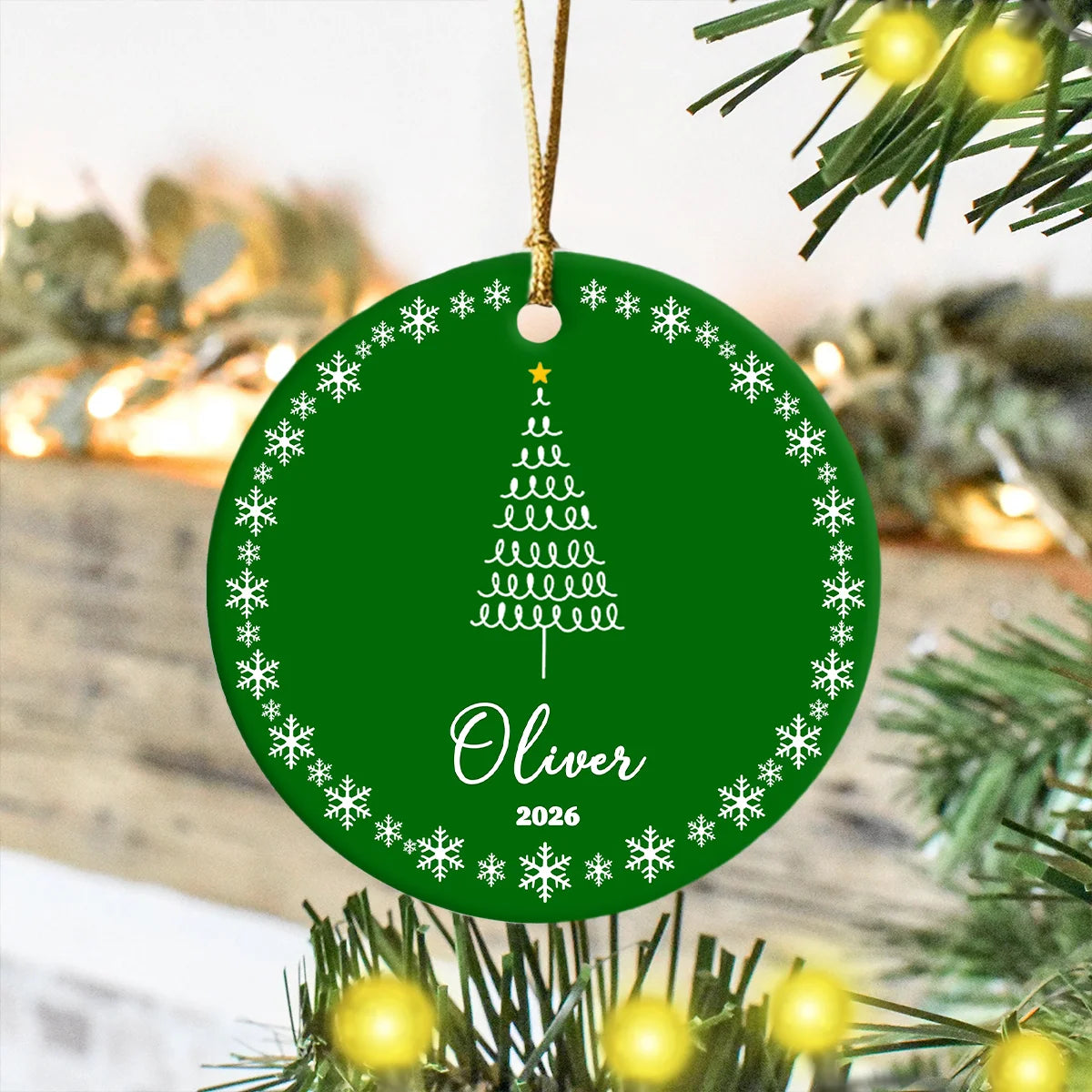 Personalized Christmas Tree Ceramic Ornament - Custom Holiday Keepsake Gift with Name for Family and Tree Decor