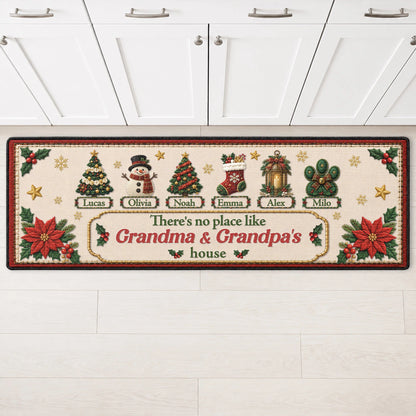 There's No Place Like Grandma & Grandpa's House - Personalized Christmas Runner Rug