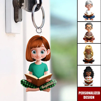 Just A Girl Who Loves Reading Personalized Acrylic Keychain - Custom Gift for Readers