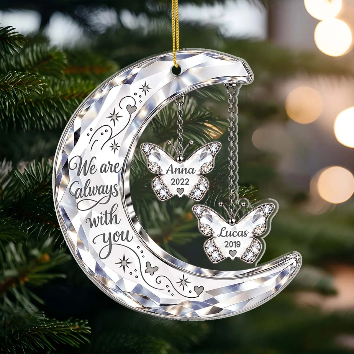 "We Are Always With You" Personalized Memorial Acrylic Ornament - Sympathy Gift for Family