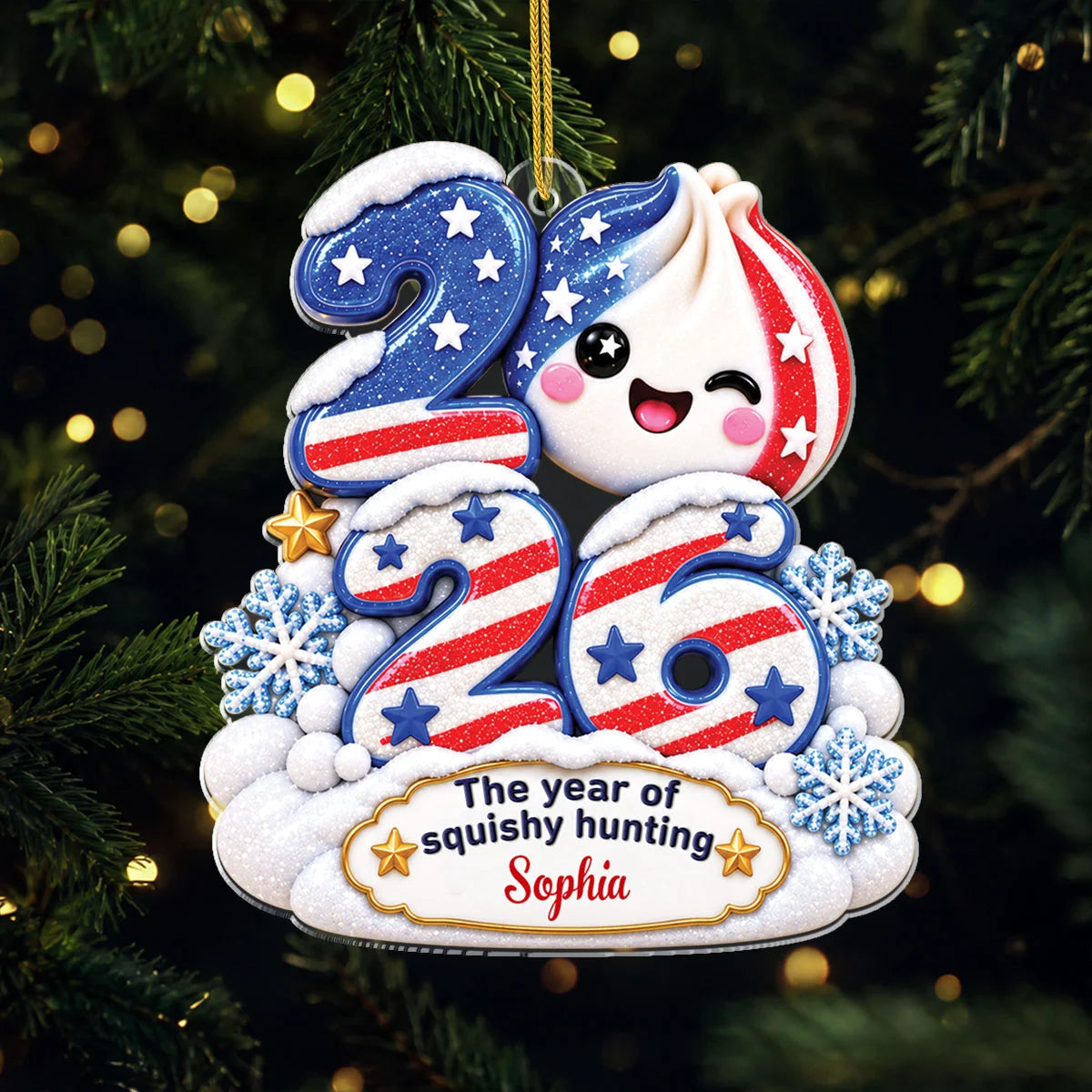 The Year of Squishy Hunting Personalized Acrylic Ornament - Cute 2026 Keepsake for Kids