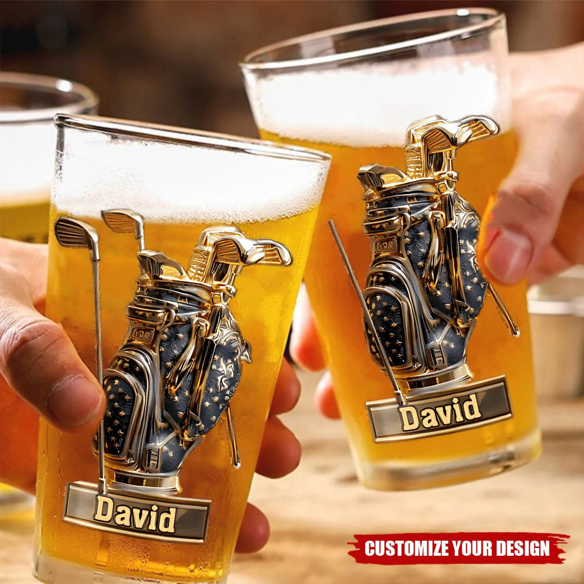 Tumbler material and size view - Personalized Golf Beer Glass