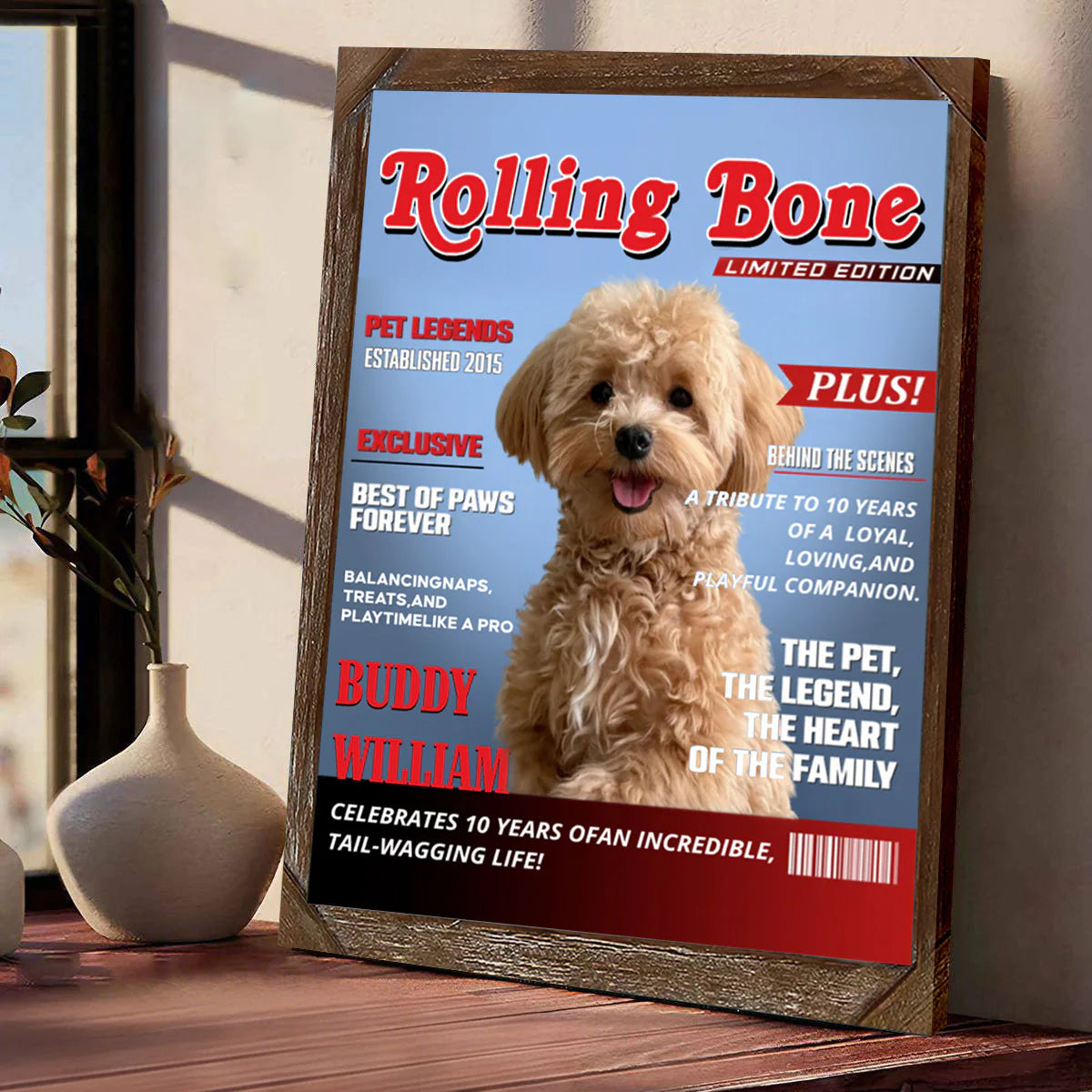 Canvas / Poster material and size view - Custom Pet Portrait Canvas