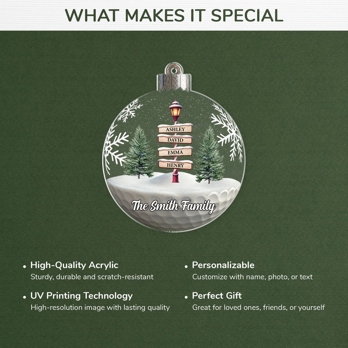 Personalized Family Street Sign Christmas Ornament - Custom Acrylic Keepsake Gift