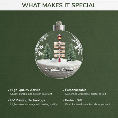 Personalized Family Street Sign Christmas Ornament - Custom Acrylic Keepsake Gift