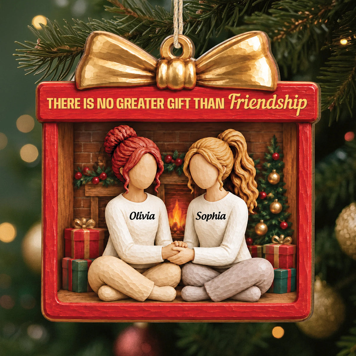 "There Is No Greater Gift Than Friendship" Personalized Wooden Ornament - Custom Christmas Keepsake for Best Friends
