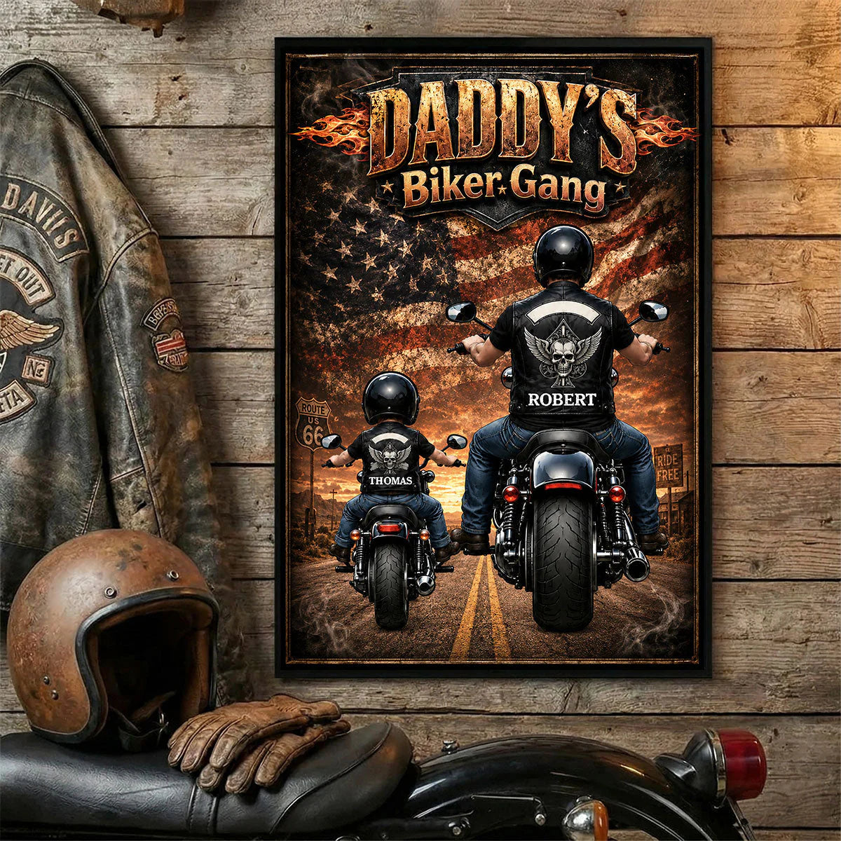 Custom Daddy's Biker Gang Poster for Dad with personalized design details for meaningful gifting image 7