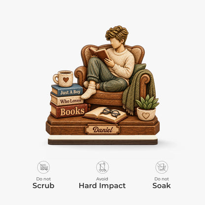 Just A Man Who Loves Books Personalized Wooden Plaque - Custom Reader Gift for Him