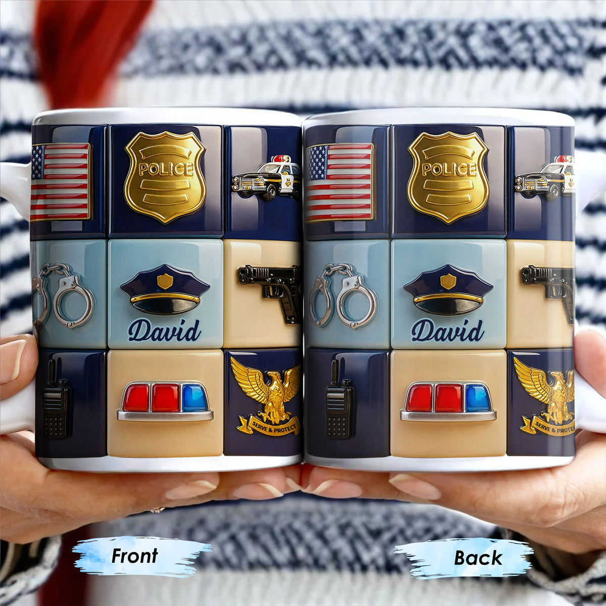 Serve & Protect Personalized Police Officer Mug for Dad - Custom Law Enforcement Gift