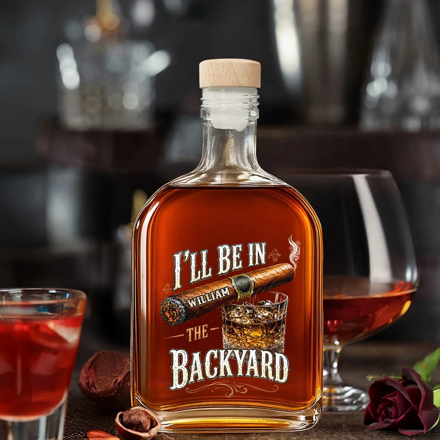 Custom Whiskey Decanter Bottle personalization view for Dad