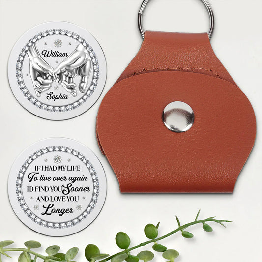 Personalized pocket hug keychain token with pinky swear design for couples anniversary gift