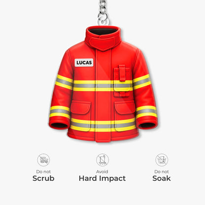 Firefighter Turnout Coat Personalized Acrylic Keychain - Custom Gift for Firefighter Heroes