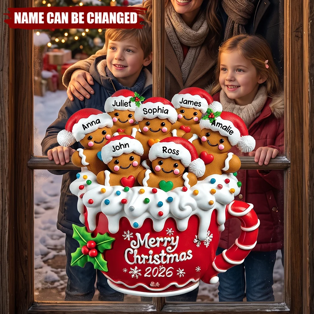 Merry Christmas 2026 Personalized Gingerbread Family Decal - Custom Holiday Sticker