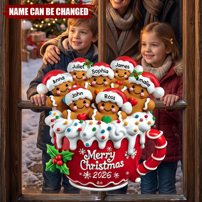 Merry Christmas 2026 Personalized Gingerbread Family Decal - Custom Holiday Sticker