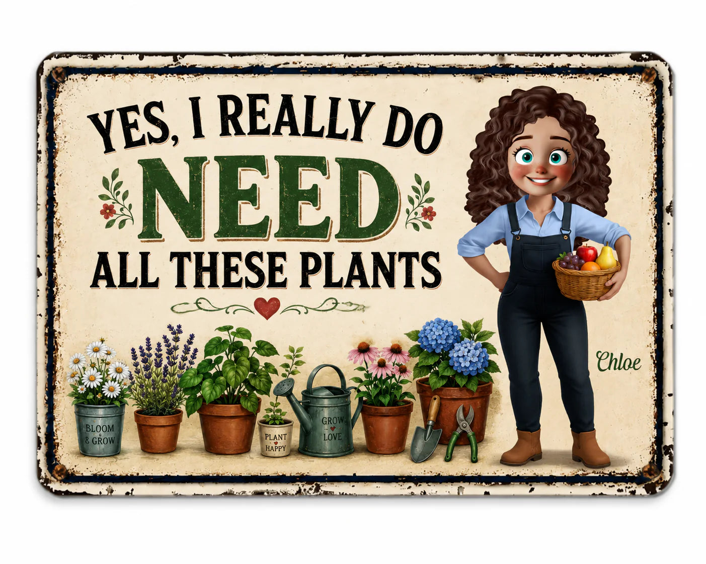 Metal Sign material and size view - Personalized Garden Sign