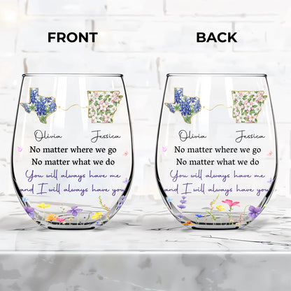 Long Distance Best Friend Wine Glass for Best Friends with personalized design details for meaningful gifting image 6