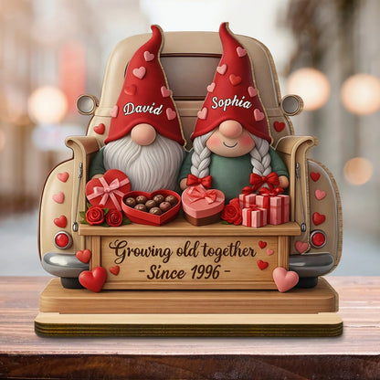 Growing Old Together With Gnomes, Hearts, And Roses