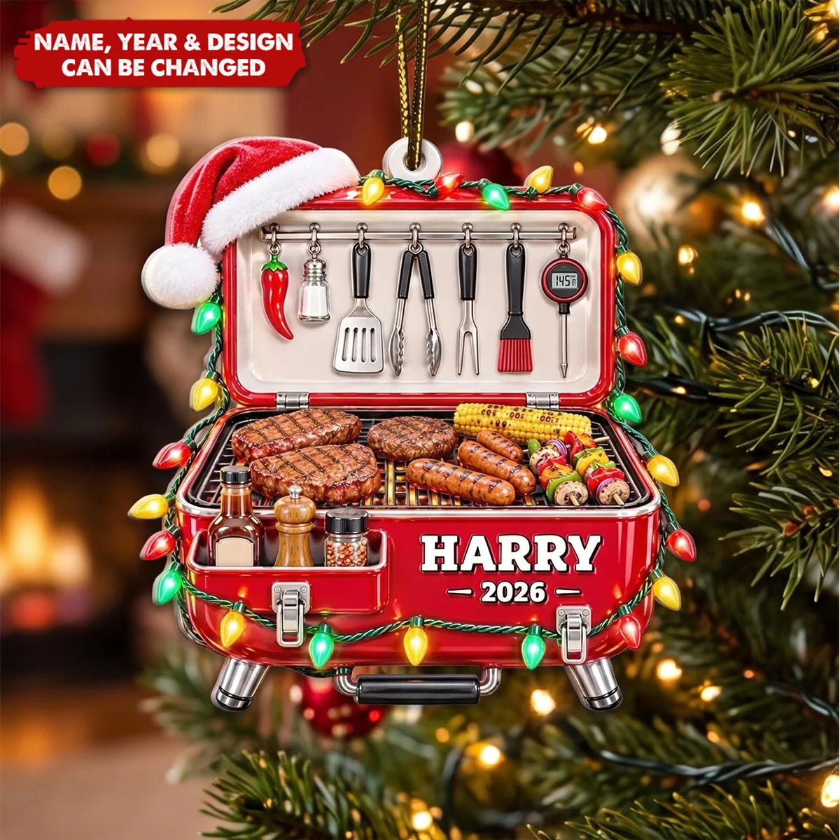 Grill Master Personalized BBQ Smoker Ornament - Custom Christmas Keepsake Gift for Husband