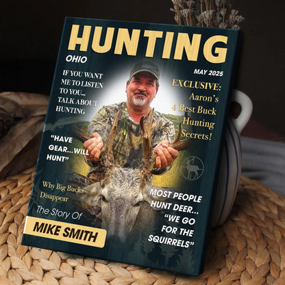 Personalized Hunter Magazine Cover Canvas / Poster - Custom Hunting Photo Wall Art Gift for Him
