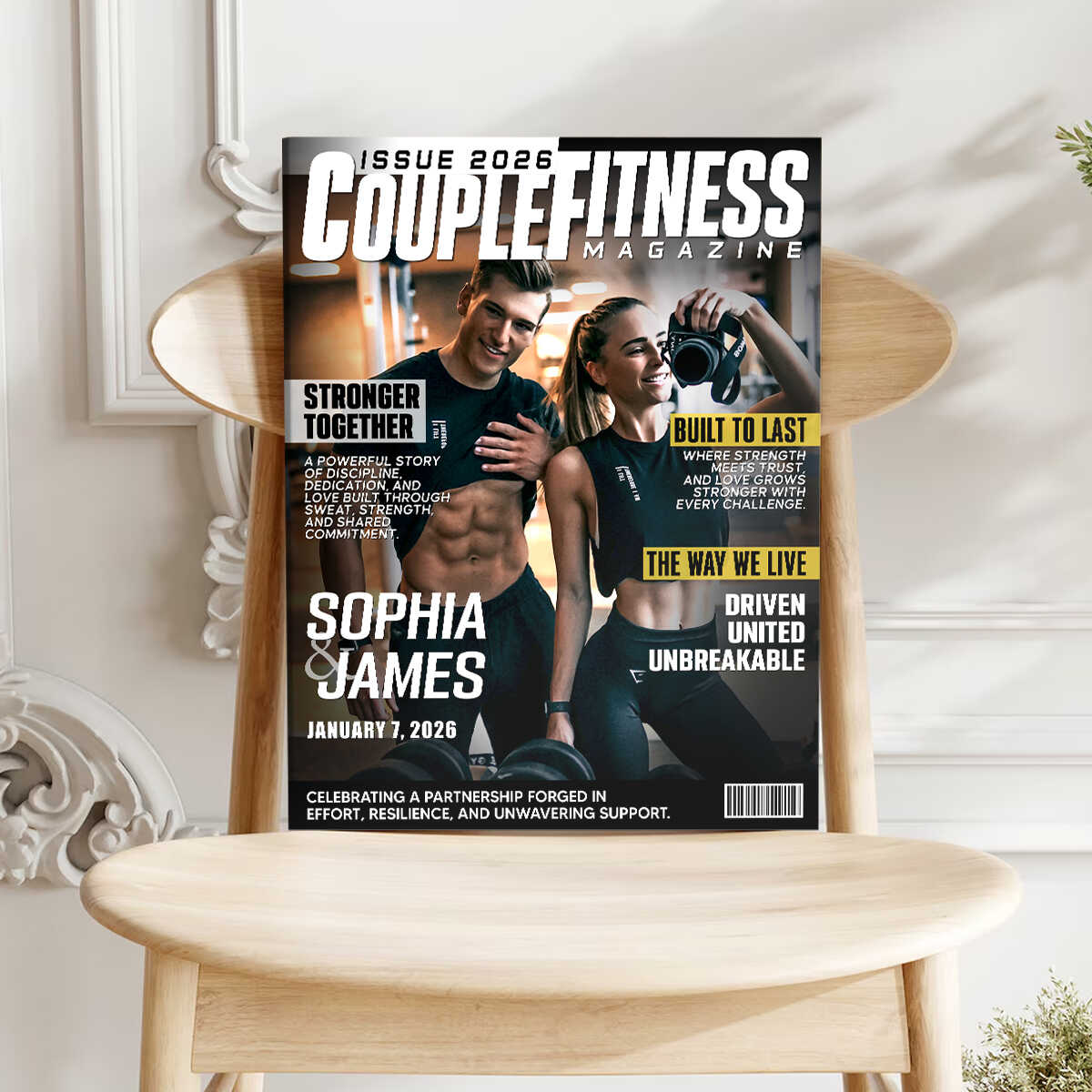 Canvas / Poster material and size view - Custom Gym Couple Canvas