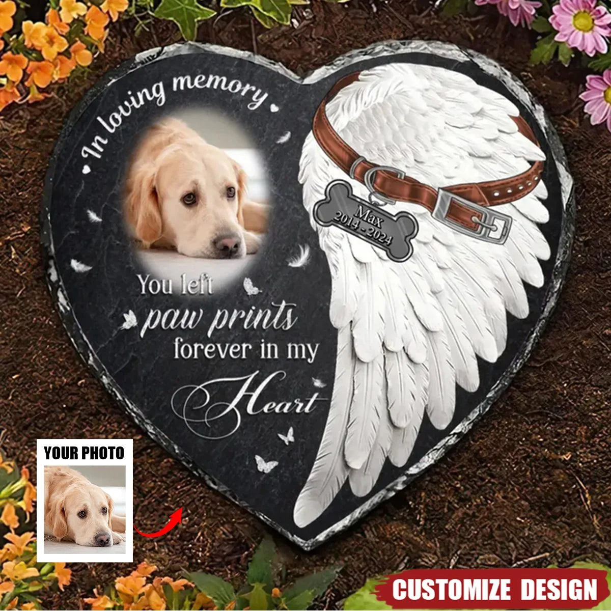 You Left Paw Prints Forever In My Heart - Personalized Pet Memorial Stone for Dog Lovers