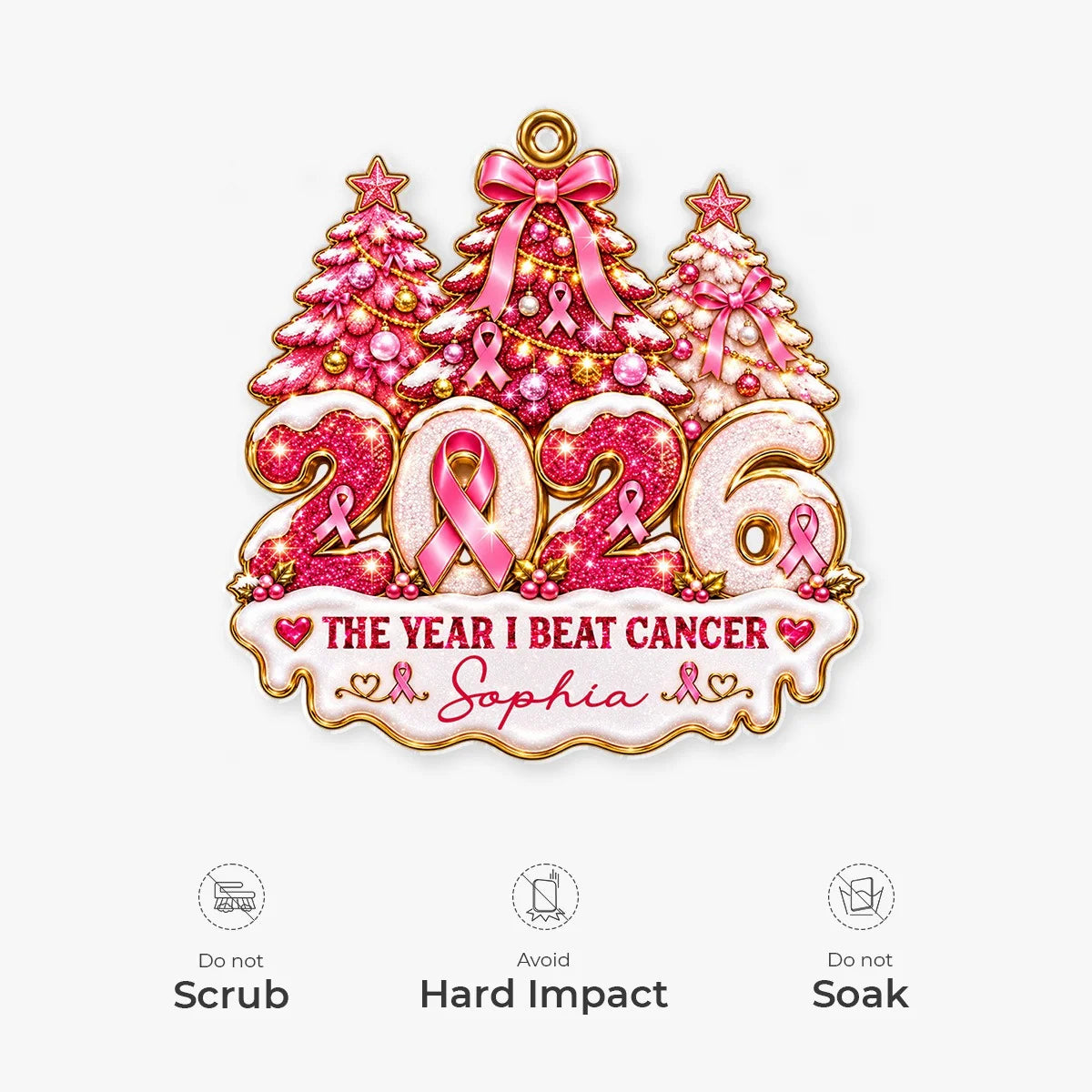 The Year I Beat Cancer Personalized Acrylic Ornament - Custom Christmas Keepsake for Kids