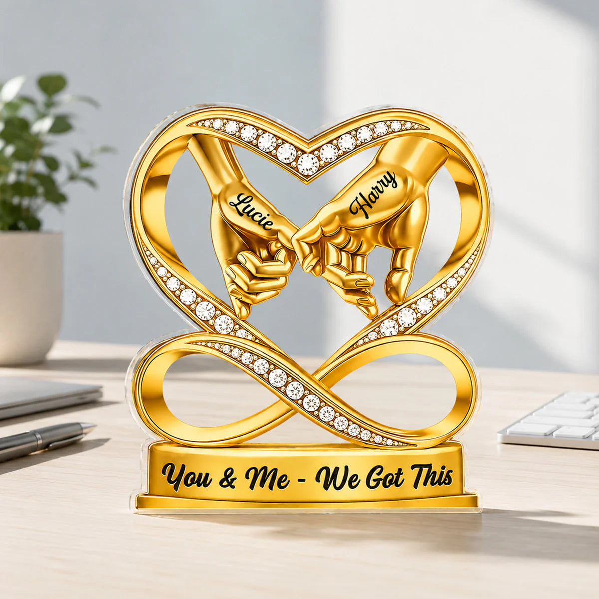 Custom Infinity Heart Acrylic Plaque for Wife with personalized design details for meaningful gifting image 6