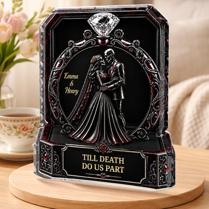 Till Death Do Us Part Personalized Skeleton Acrylic Plaque - Custom Couple Gothic Keepsake